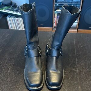 Dingo Black Leather Motorcycle Boots